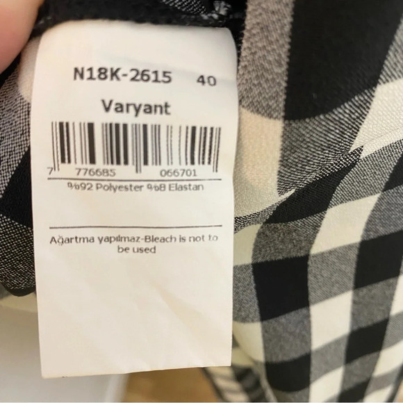 NWT Nocturne Plaid Gingham Black & White Buffalo Check Plaid Belted Bow … - Picture 8 of 9